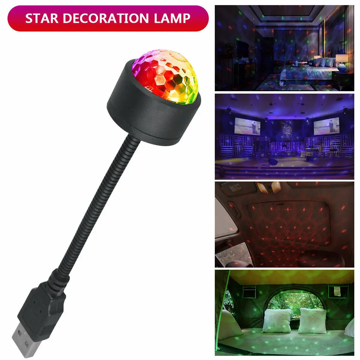 1pcs Car Interior Lights Roof Star Light USB LED Starry Atmosphere Projector Decoration Night Party Decor Galaxy Light My Store