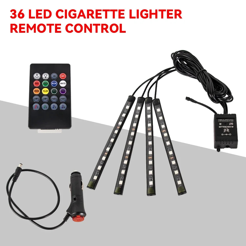 Neon 36 48 72 LED Car Interior Ambient Foot Light Wireless Remote Music APP Control Auto RGB Atmosphere Decorative Lamp My Store
