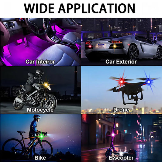 Car LED Decor Lights, Atmosphere Lamp Wireless/ Remote | Multi-Color Mode | USB Charging | For Interior, Grille, Warning Light My Store