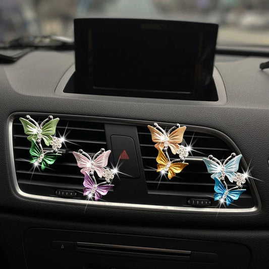 Car Air Conditioning Outlet Perfume Decoration Clip Dual-color Double Butterfly Air Purification Decoration Clip Car Interior My Store