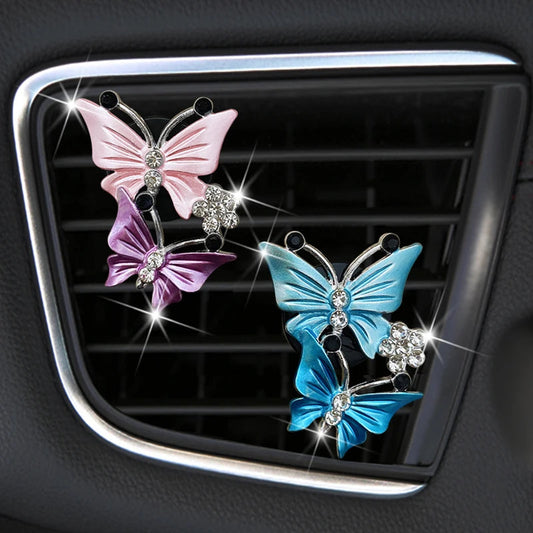 Car Air Conditioning Outlet Perfume Decoration Clip Dual-color Double Butterfly Air Purification Decoration Clip Car Interior My Store