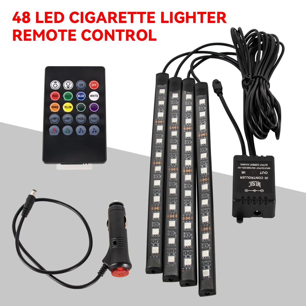 Neon 36 48 72 LED Car Interior Ambient Foot Light Wireless Remote Music APP Control Auto RGB Atmosphere Decorative Lamp My Store