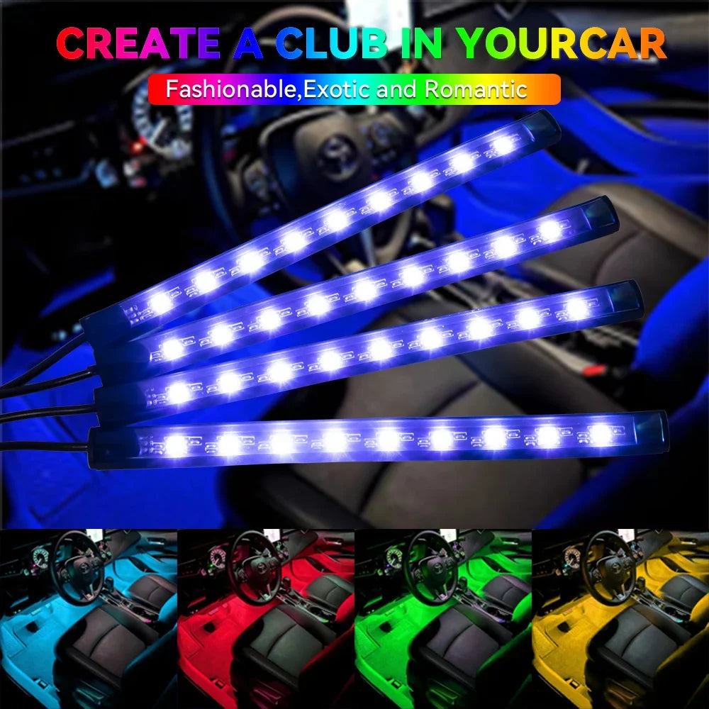 Neon 36 48 72 LED Car Interior Ambient Foot Light Wireless Remote Music APP Control Auto RGB Atmosphere Decorative Lamp My Store