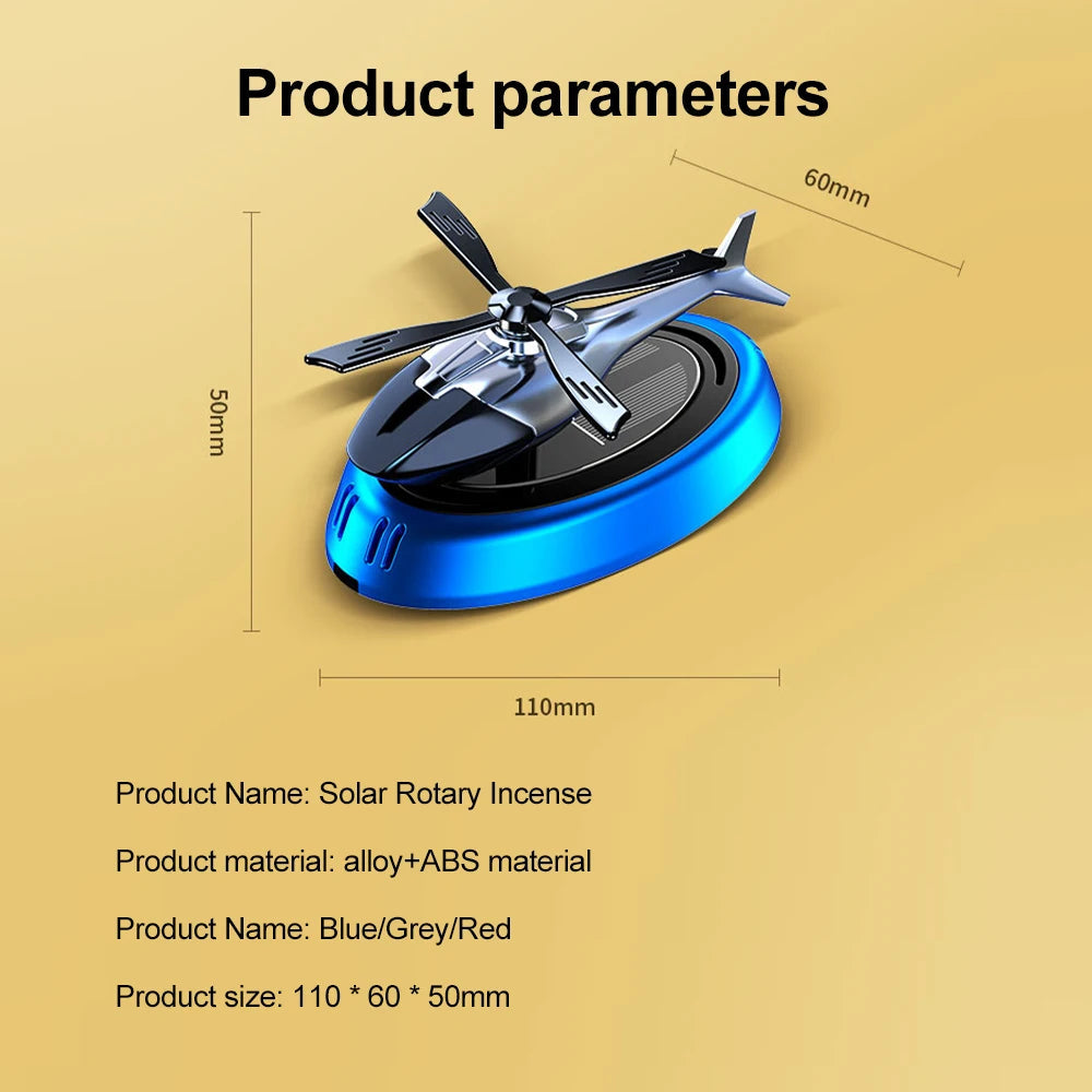 Solar Powered Rotation Helicopter Solar Aromatherapy Car Air Freshener Alloy+ABS Wooden Fragrance Auto Aroma Diffuser 1005006589671231