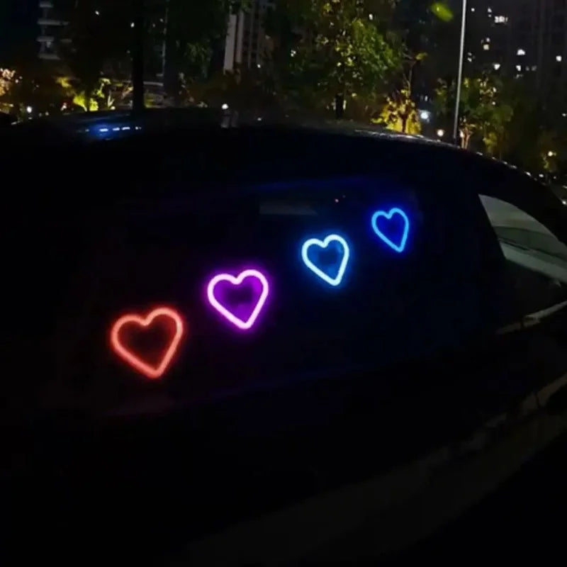 Solar-Powered Led Car Window Neon Lights - Heart-Shaped Rgb-Free Color-Changing Interior Wiring Free Atmosphere Light My Store