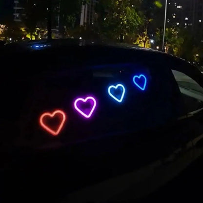 Solar-Powered Led Car Window Neon Lights - Heart-Shaped Rgb-Free Color-Changing Interior Wiring Free Atmosphere Light My Store
