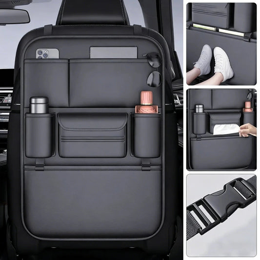 HOMEFISH 6-Pocket Car Seat Back Storage Bag Wear-Resistant Car Backseat Organizer Tissue/Cup Holder Waterproof Anti-Kick Pad My Store