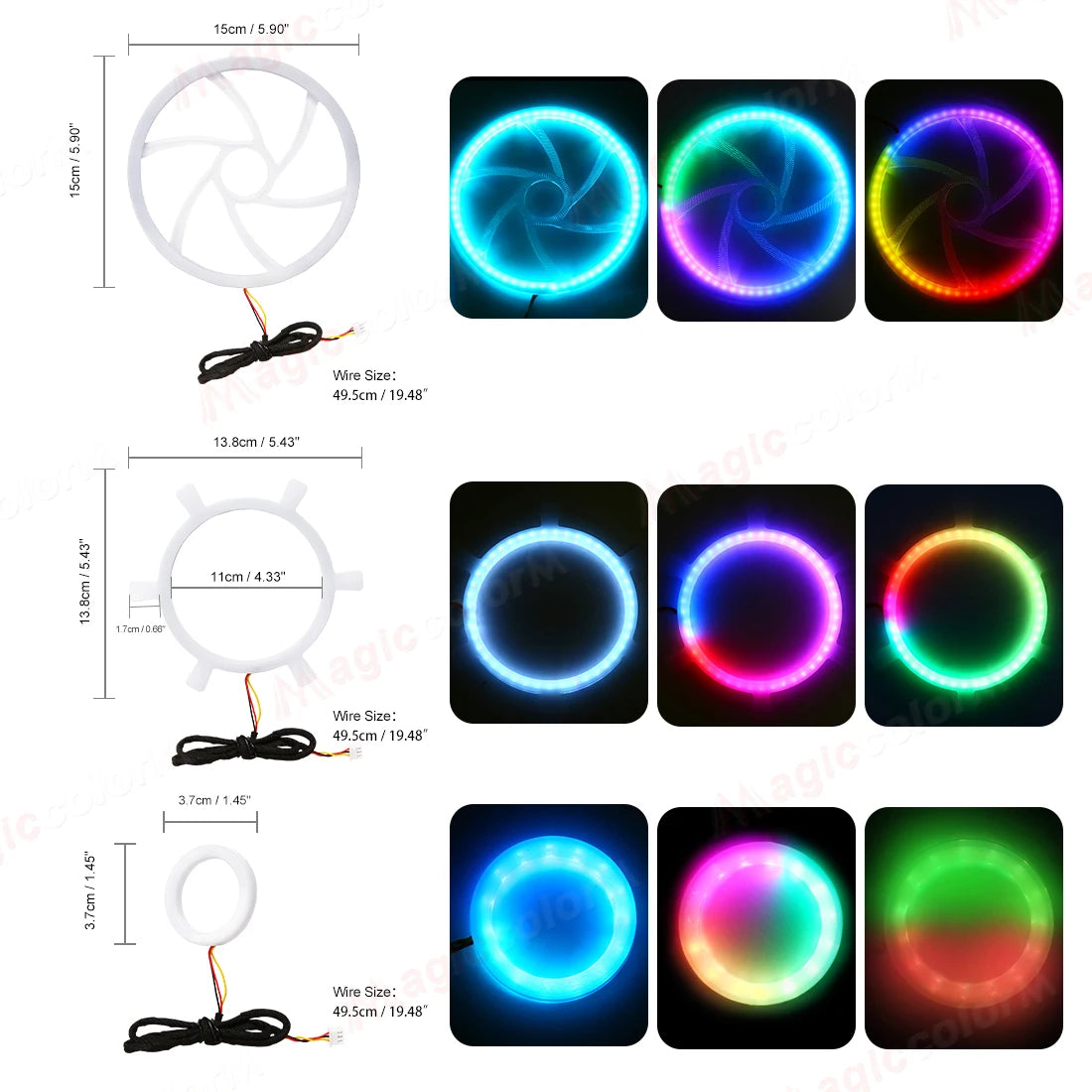 5.9in/4.13inch Symphony RGB Horn Tweeter Ambient Light Universal Car Interior Atmosphere Lamps Audio Hood Decoration APP Control My Store