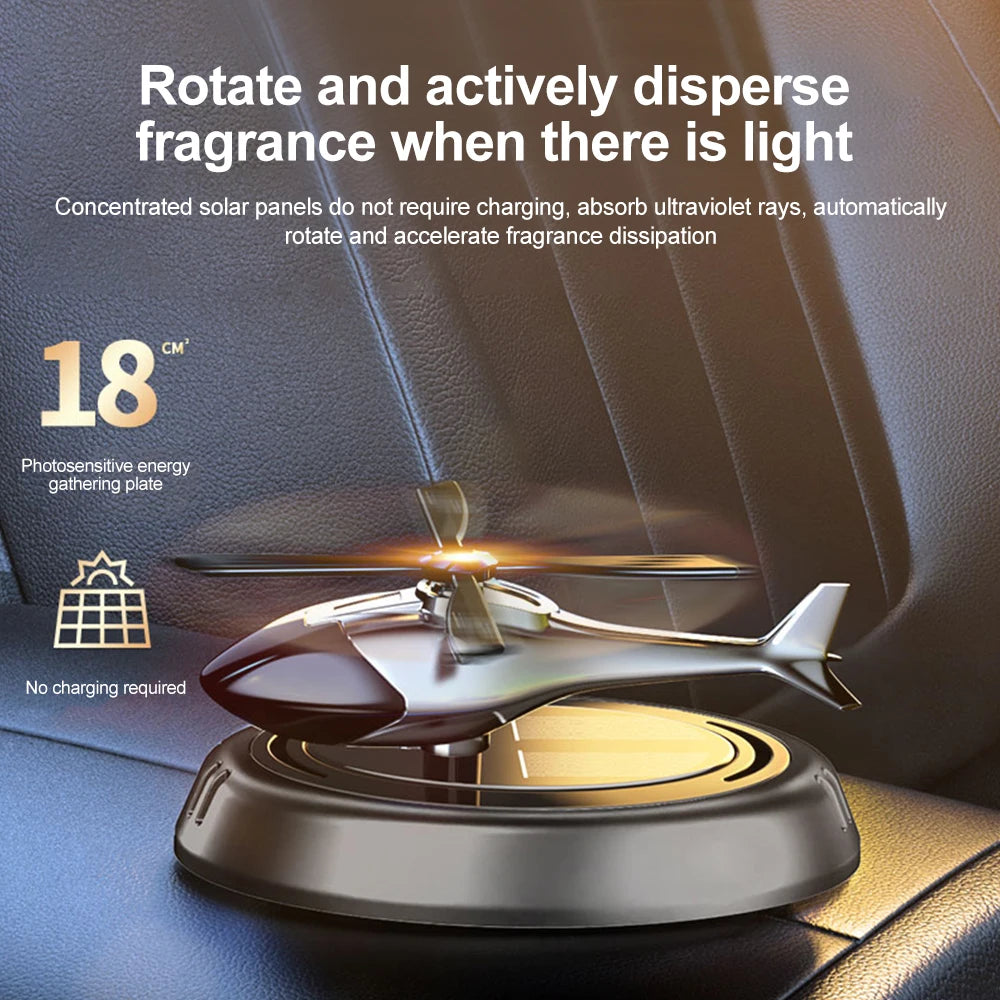 Solar Powered Rotation Helicopter Solar Aromatherapy Car Air Freshener Alloy+ABS Wooden Fragrance Auto Aroma Diffuser 1005006589671231
