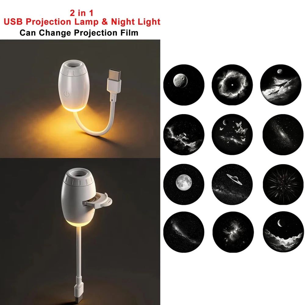 Romantic LED Starry Sky Night Light USB Powered Saturn Galaxy Projector Lamp for Car Roof Party Room Ceiling Decor Plug and Play My Store