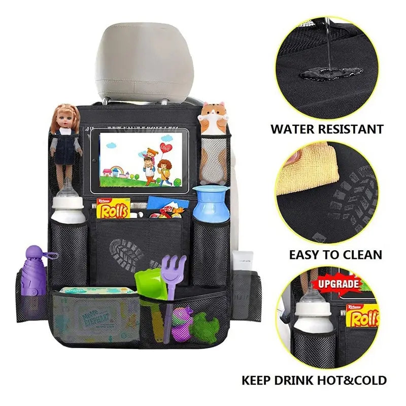 Car Backseat Organizer with Touch Screen Tablet Holder Auto Storage Pockets Cover Car Seat Back Protectors Car Accessories My Store