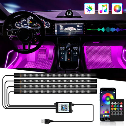 Neon 36 48 72 LED Car Interior Ambient Foot Light Wireless Remote Music APP Control Auto RGB Atmosphere Decorative Lamp My Store
