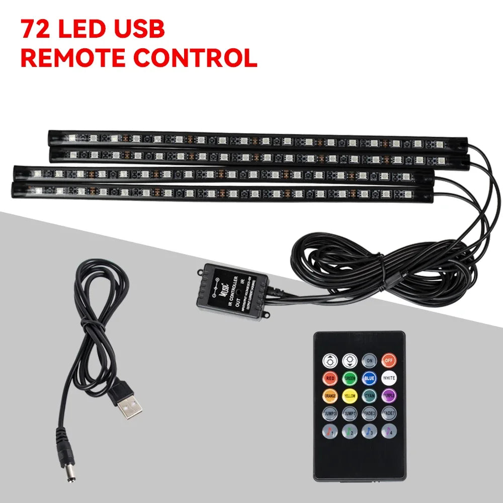 Neon 36 48 72 LED Car Interior Ambient Foot Light Wireless Remote Music APP Control Auto RGB Atmosphere Decorative Lamp My Store