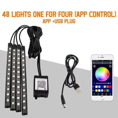 Neon 36 48 72 LED Car Interior Ambient Foot Light Wireless Remote Music APP Control Auto RGB Atmosphere Decorative Lamp My Store