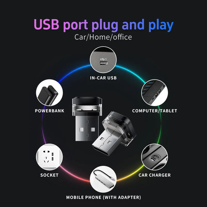 1x Car USB Led Light mood lamp Plug Play Universal LED interior Atmosphere Light Auto Reading Lamp Decorations Decorative Strip My Store