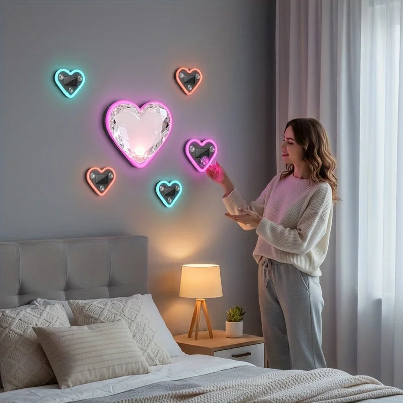 Solar-Powered Led Car Window Neon Lights - Heart-Shaped Rgb-Free Color-Changing Interior Wiring Free Atmosphere Light My Store