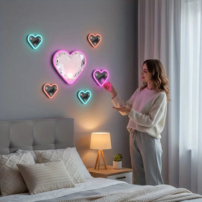 Solar-Powered Led Car Window Neon Lights - Heart-Shaped Rgb-Free Color-Changing Interior Wiring Free Atmosphere Light My Store