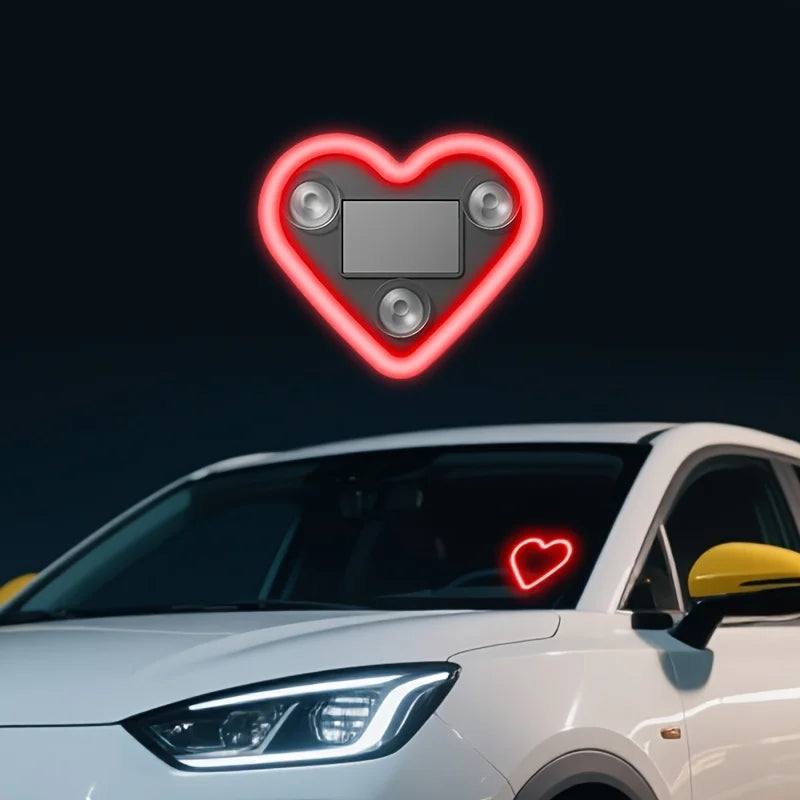 Solar-Powered Led Car Window Neon Lights - Heart-Shaped Rgb-Free Color-Changing Interior Wiring Free Atmosphere Light My Store