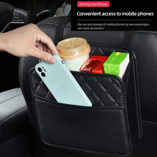 Multifunctional Car Seat Storage Bag Leather Auto Organizer Garbage Bag Universal Fit For Most Car Models My Store