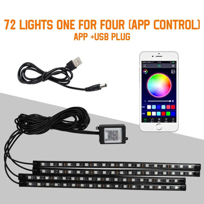 Neon 36 48 72 LED Car Interior Ambient Foot Light Wireless Remote Music APP Control Auto RGB Atmosphere Decorative Lamp My Store