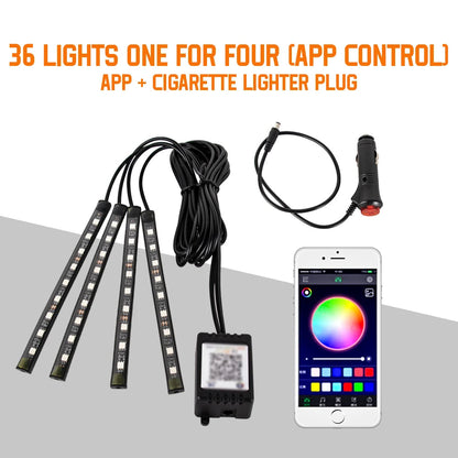 Neon 36 48 72 LED Car Interior Ambient Foot Light Wireless Remote Music APP Control Auto RGB Atmosphere Decorative Lamp My Store