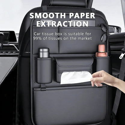 HOMEFISH 6-Pocket Car Seat Back Storage Bag Wear-Resistant Car Backseat Organizer Tissue/Cup Holder Waterproof Anti-Kick Pad My Store