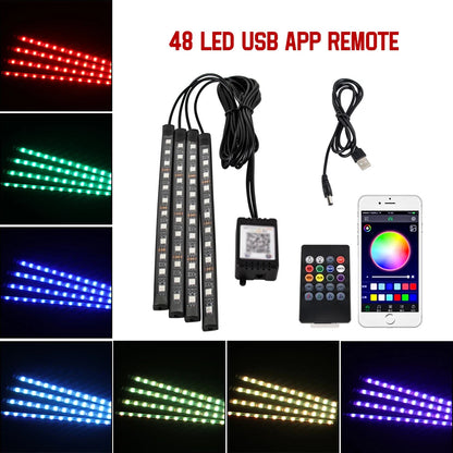 Neon 36 48 72 LED Car Interior Ambient Foot Light Wireless Remote Music APP Control Auto RGB Atmosphere Decorative Lamp My Store