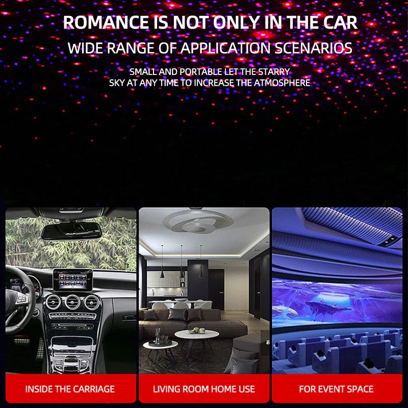 1pcs Car Interior Lights Roof Star Light USB LED Starry Atmosphere  Projector Decoration Night Party Decor Galaxy Light My Store