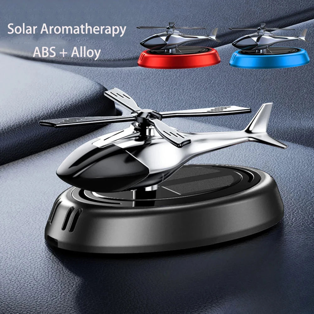 Solar Powered Rotation Helicopter Solar Aromatherapy Car Air Freshener Alloy+ABS Wooden Fragrance Auto Aroma Diffuser 1005006589671231