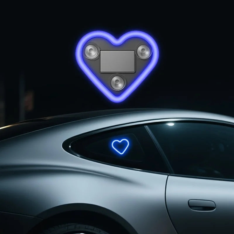 Solar-Powered Led Car Window Neon Lights - Heart-Shaped Rgb-Free Color-Changing Interior Wiring Free Atmosphere Light My Store
