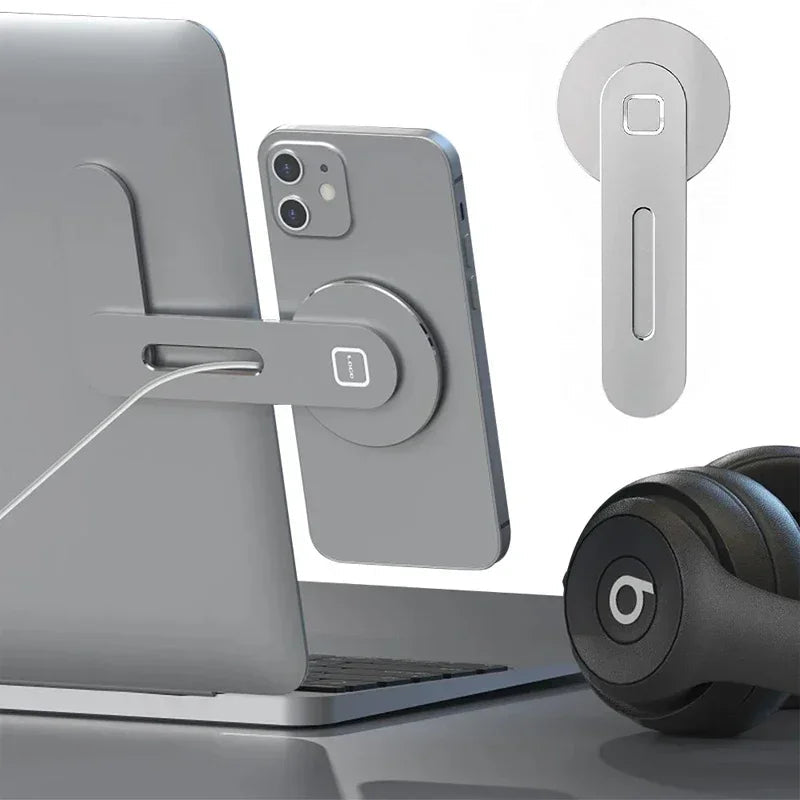 2025 Magnetic Laptop Phone Holder Computer Monitor Side Cell Phone Slim& Foldable For iPhone 14 13 12 Series Case and All Phone My Store