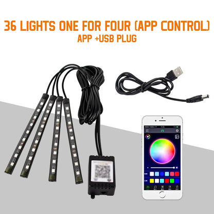 Neon 36 48 72 LED Car Interior Ambient Foot Light Wireless Remote Music APP Control Auto RGB Atmosphere Decorative Lamp My Store