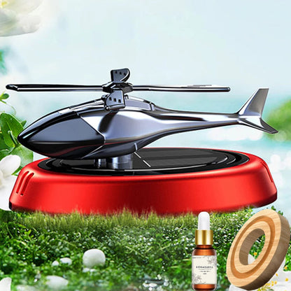 Solar Powered Rotation Helicopter Solar Aromatherapy Car Air Freshener Alloy+ABS Wooden Fragrance Auto Aroma Diffuser 1005006589671231