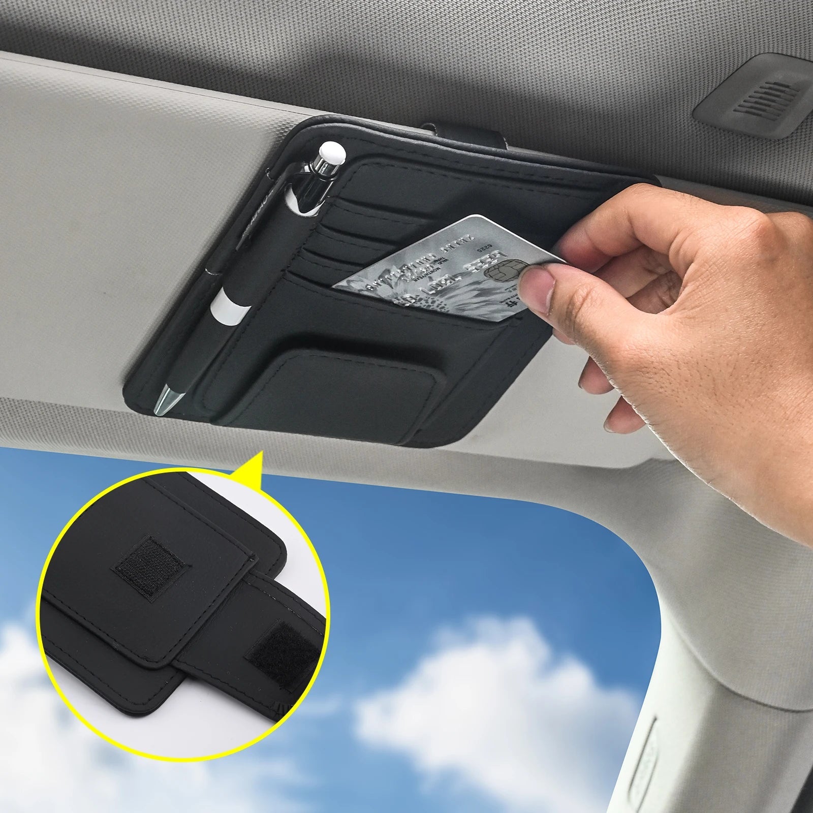JFBONIN Car Visor Organizer Multi-Pocket Pouch Bag Card Glasses Storage Holder Scratch-resistant Auto Visor Holder For Car My Store