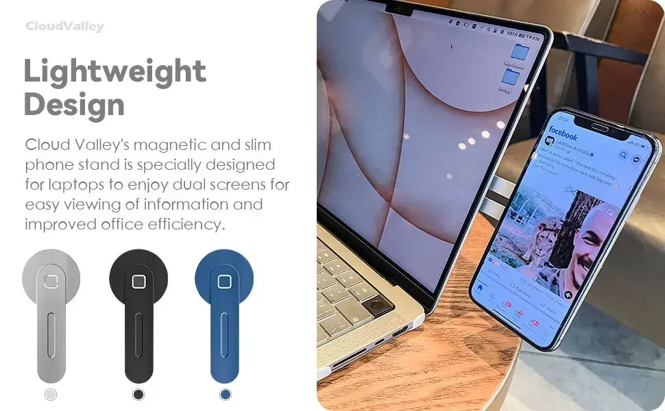 2025 Magnetic Laptop Phone Holder Computer Monitor Side Cell Phone Slim& Foldable For iPhone 14 13 12 Series Case and All Phone My Store