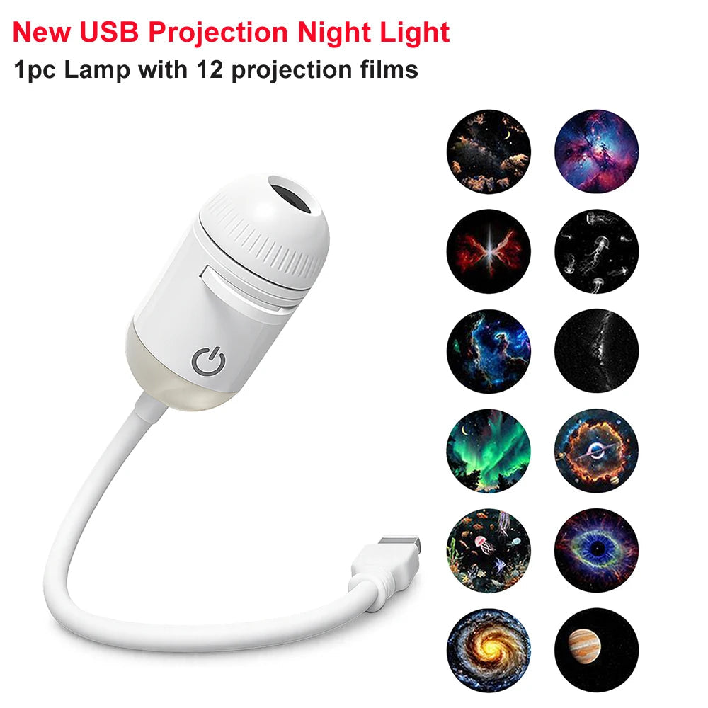 Romantic LED Starry Sky Night Light USB Powered Saturn Galaxy Projector Lamp for Car Roof Party Room Ceiling Decor Plug and Play My Store