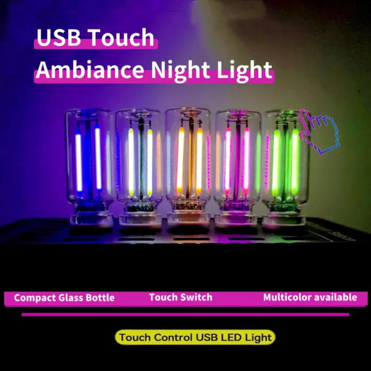Car USB Night Light Touch Dimmable LED Filament Lamp Portable Lighting Plug and Play Decorative Atmosphere Light for Car Bedroom My Store