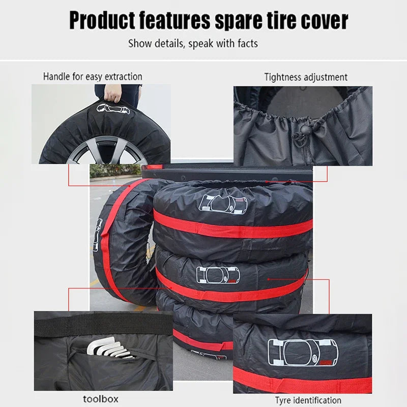 Tire Storage Bags Dustproof Waterproof S/L Universal Car Spare Cover Case Polyester Vehicle Wheel Protector Portable Wheel Bags My Store