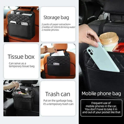 Multifunctional Car Seat Storage Bag Leather Auto Organizer Garbage Bag Universal Fit For Most Car Models My Store