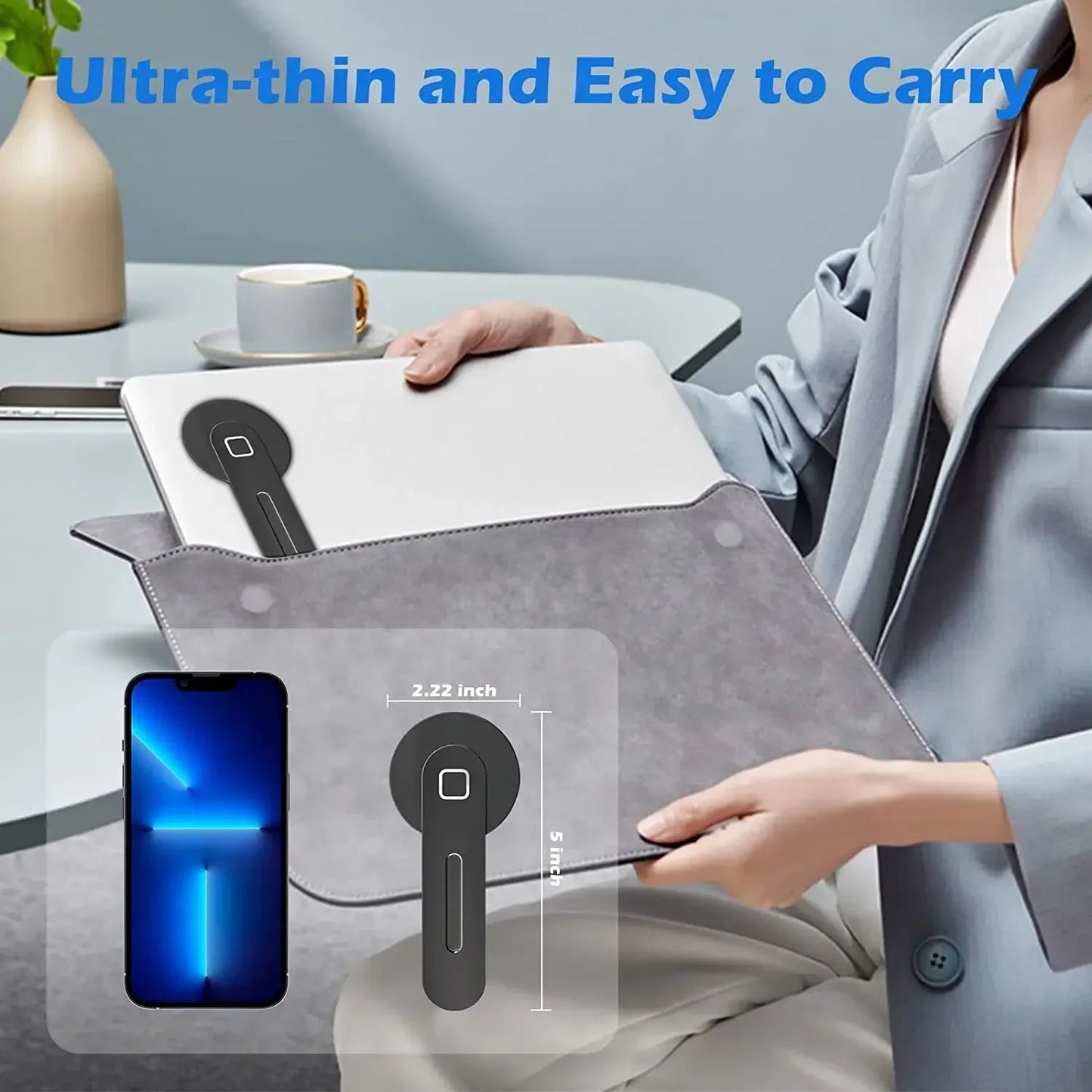 2025 Magnetic Laptop Phone Holder Computer Monitor Side Cell Phone Slim& Foldable For iPhone 14 13 12 Series Case and All Phone My Store