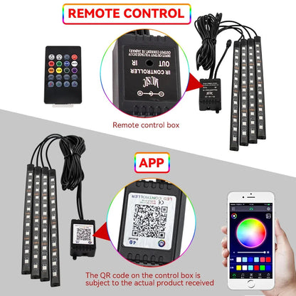 Neon 36 48 72 LED Car Interior Ambient Foot Light Wireless Remote Music APP Control Auto RGB Atmosphere Decorative Lamp My Store