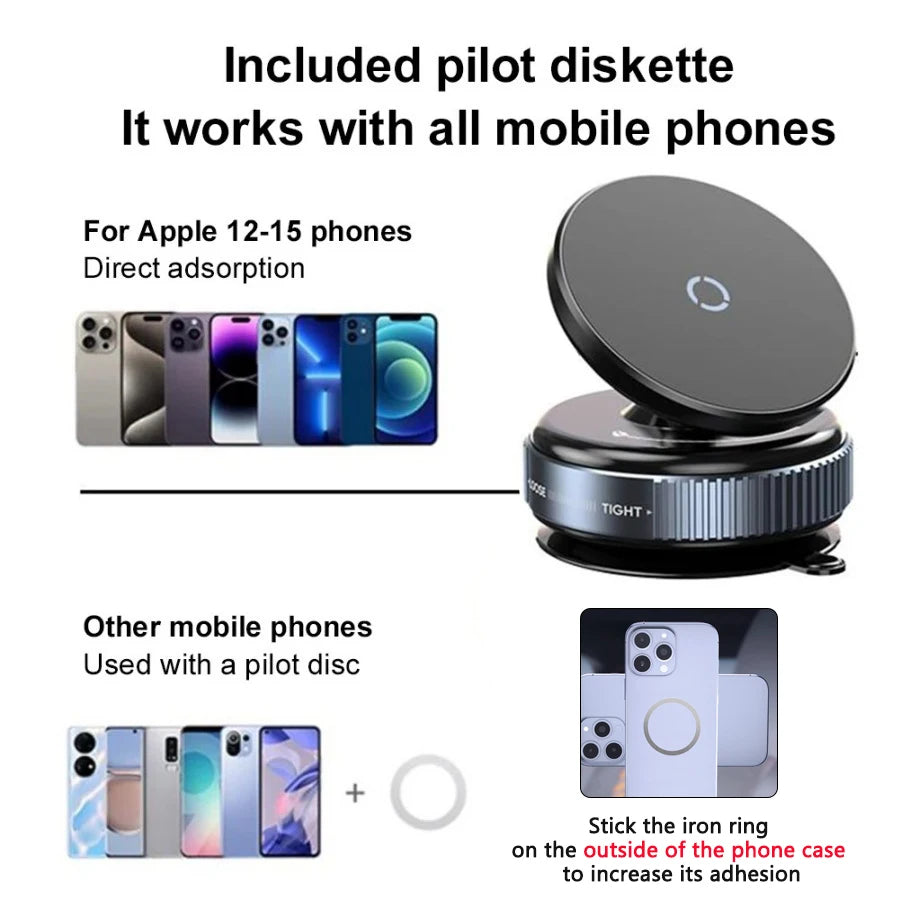 Car Phone Holder, Magsafe Magnetic Vacuum Intelligent Car Mount 360° Rotation Magnetic Vacuum Adsorption Suction Cup Bracket Car My Store