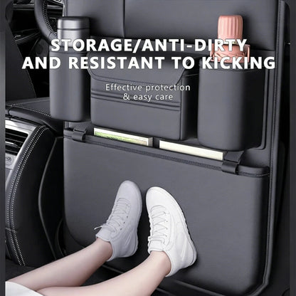 HOMEFISH 6-Pocket Car Seat Back Storage Bag Wear-Resistant Car Backseat Organizer Tissue/Cup Holder Waterproof Anti-Kick Pad My Store
