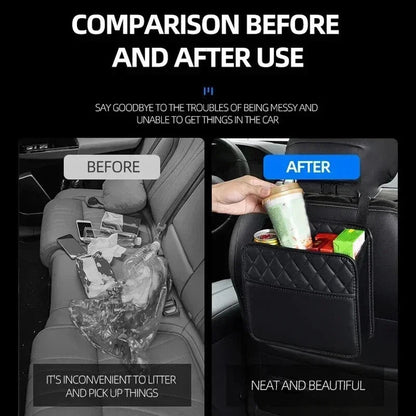 Multifunctional Car Seat Storage Bag Leather Auto Organizer Garbage Bag Universal Fit For Most Car Models My Store