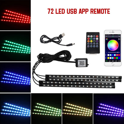 Neon 36 48 72 LED Car Interior Ambient Foot Light Wireless Remote Music APP Control Auto RGB Atmosphere Decorative Lamp My Store