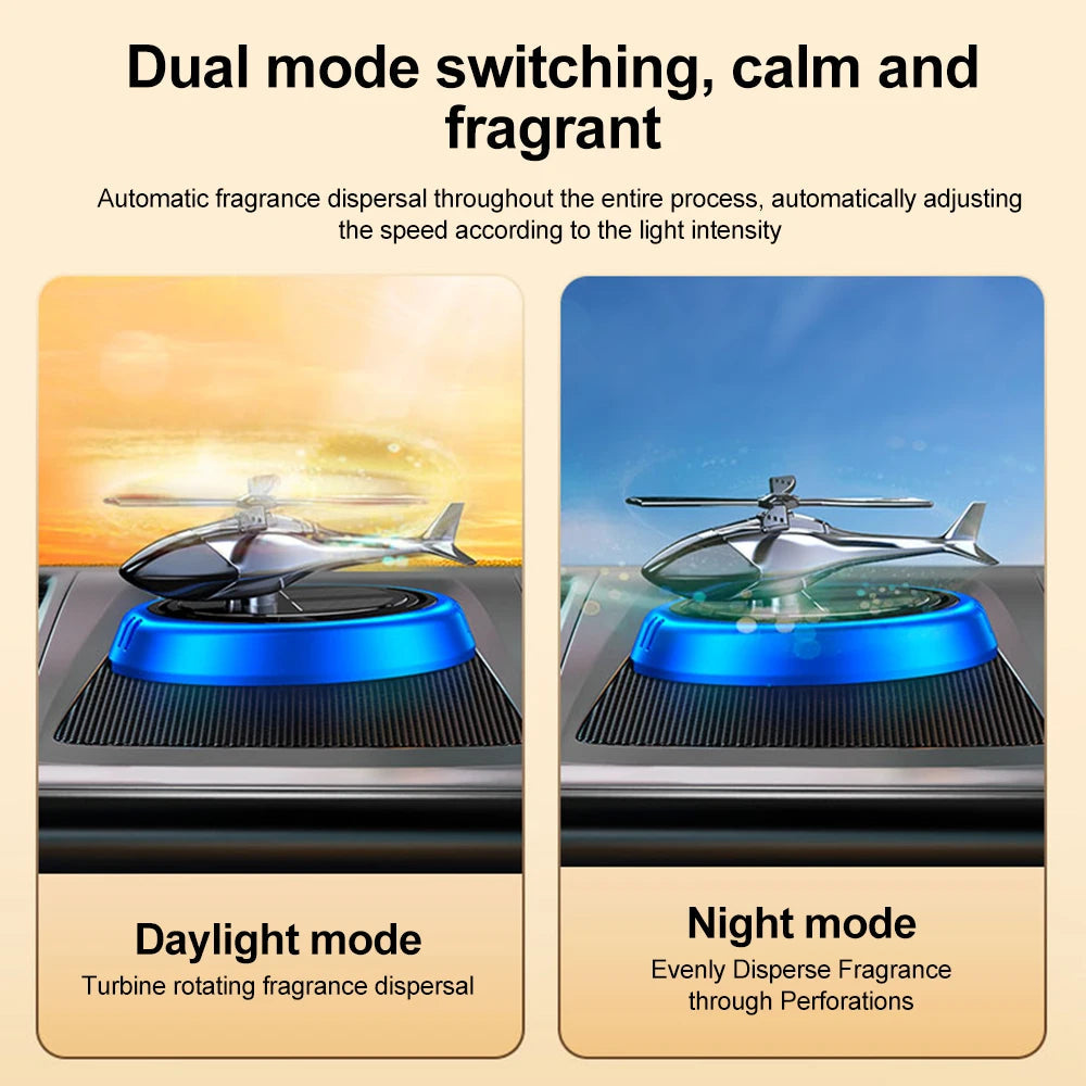 Solar Powered Rotation Helicopter Solar Aromatherapy Car Air Freshener Alloy+ABS Wooden Fragrance Auto Aroma Diffuser 1005006589671231