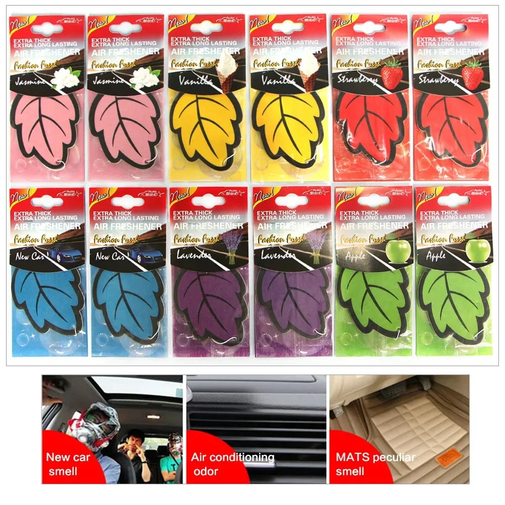 3-60pcs Car Air Freshener Natural Scented Tea Paper Auto Hanging Vanilla Perfume Fragrance Leaf Shape Car Accessories Interior 1005007750916073