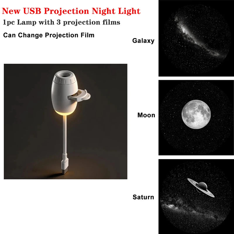 Romantic LED Starry Sky Night Light USB Powered Saturn Galaxy Projector Lamp for Car Roof Party Room Ceiling Decor Plug and Play My Store